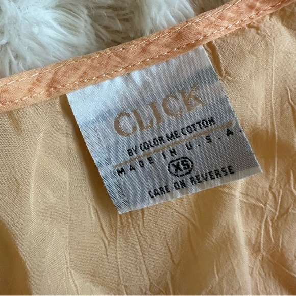 CLICK by Color Me Cotton Peach BOHO Sheer Cropped Button Down USA Women’s XS - Picture 3 of 6